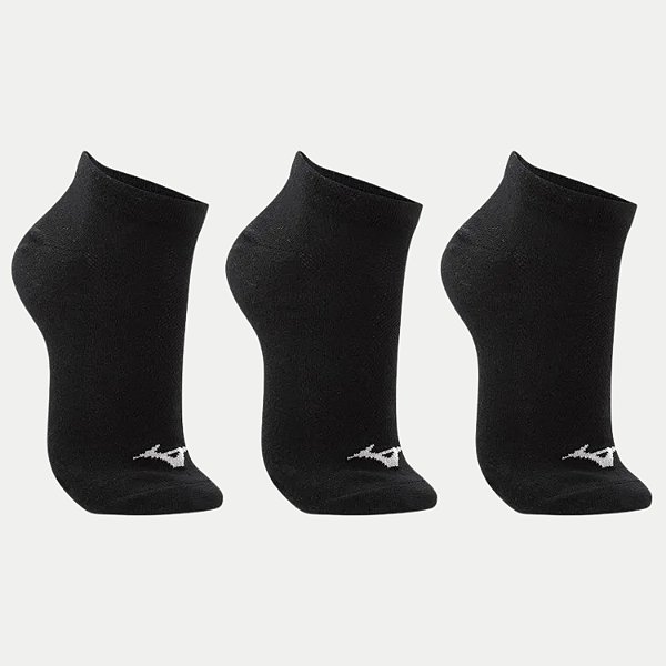 MEIA MIZUNO SOQUETE CANO CURTO KIT COM 3 PARES PRETO UNISEX ADULTO
