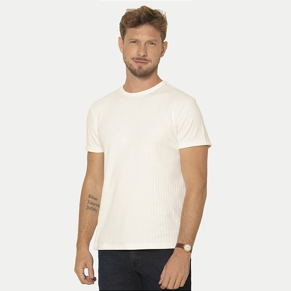 CAMISETA PITT MANGA CURTA SLIM ALGODÃO MAQUINETADO OFFWHITE MASCULINO ADULTO