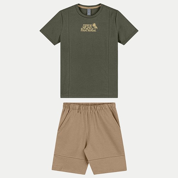 CONJUNTO VERÃO ANGERO AND.GO BERMUDA E CAMISETA MANGA CURTA VERDE MASCULINO INFANTIL