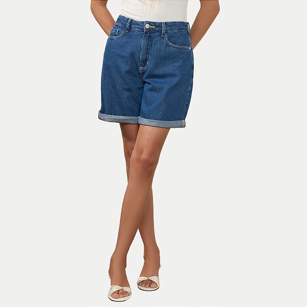 BERMUDA DOCE TRAMA JEANS MÉDIO ELASTANO COMFORT FEMININO ADULTO