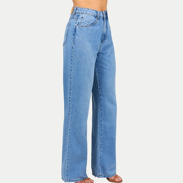 CALÇA SHOT JEANS CLARO BRUTO WIDE LEG FEMININO ADULTO