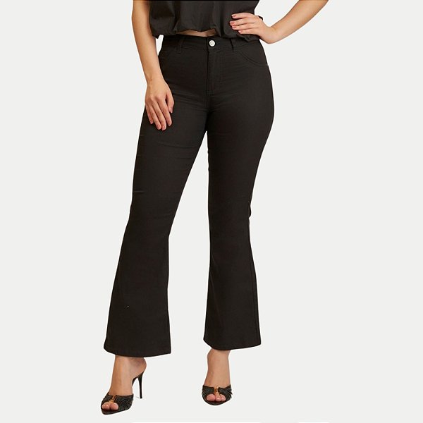 CALÇA YOUNG BRIM COM ELASTANO BOOTCUT PRETO FEMININO ADULTO