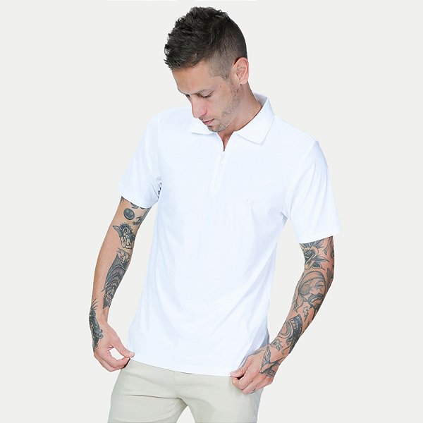 POLO VIDE BULA MANGA CURTA SLIM POLIAMIDA E ELASTANO BRANCO MASCULINO ADULTO