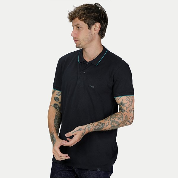 POLO VIDE BULA MANGA CURTA COMFORT PIQUET PRETO MASCULINO ADULTO