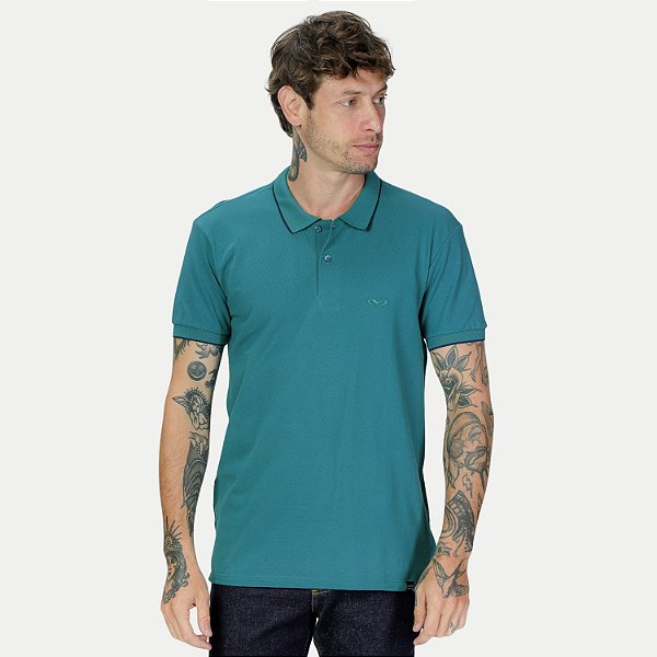 POLO VIDE BULA MANGA CURTA COMFORT PIQUET TURQUEZA MASCULINO ADULTO