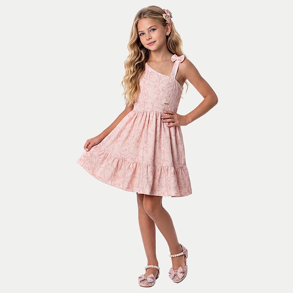VESTIDO RANDA MUNDU REGATA MALHA SALMÃO FEMININO INFANTIL