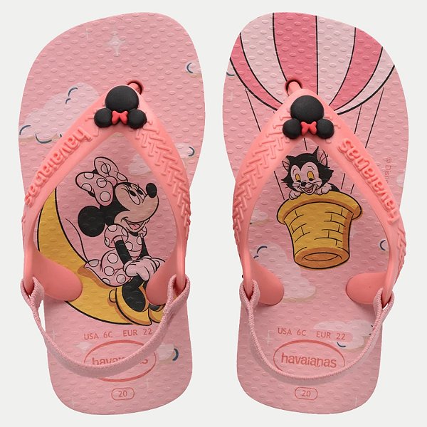 CHINELO HAVAIANAS BABY DISNEY CLASSICOS COM ELASTICO ROSA FEMININO INFANTIL