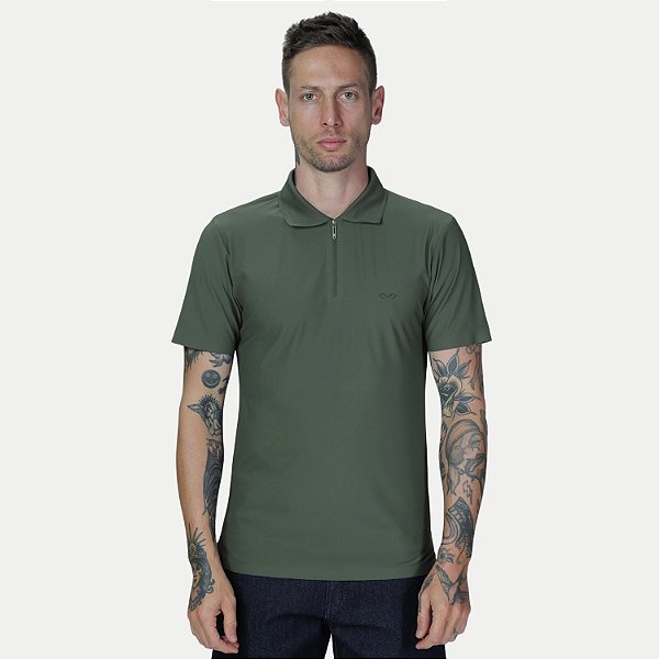 POLO VIDE BULA MANGA CURTA SLIM POLIAMIDA E ELASTANO VERDE MASCULINO ADULTO