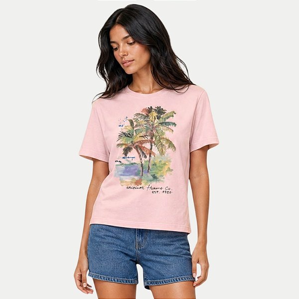 BLUSA HERING MANGA CURTA TSHIRT ALGODÃO SILKADA ROSA FEMININO ADULTO