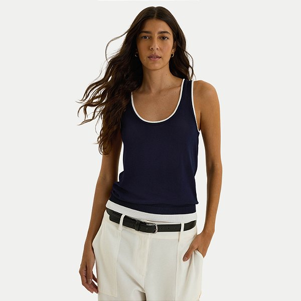BLUSA HERING REGATA VISCOSE E POLIAMIDA AZUL MARINHO FEMININO ADULTO