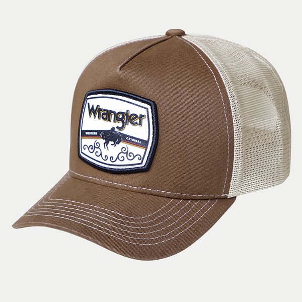 BONE WRANGLER ABA CURVA BRIM COM TELA MARROM MASCULINO ADULTO
