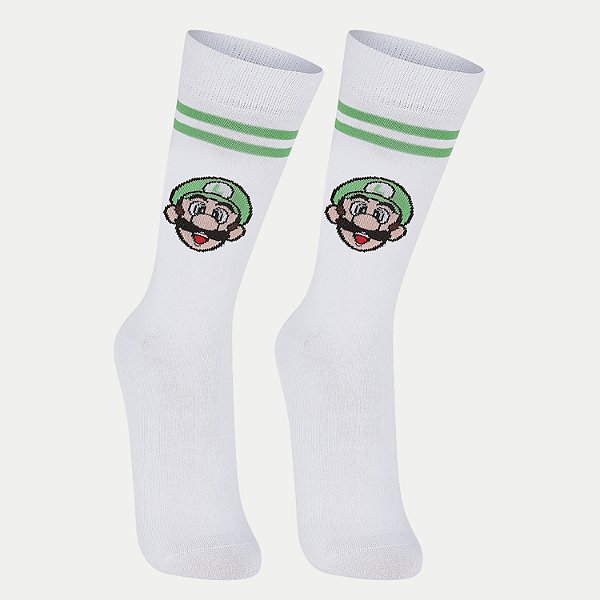MEIA LUPO SUPER MARIO SOQUETE BRANCO/VERDE UNISEX JUVENIL