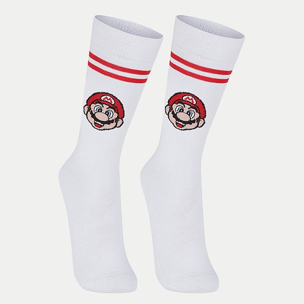 MEIA LUPO SUPER MARIO SOQUETE BRANCO/VERMELHO UNISEX JUVENIL