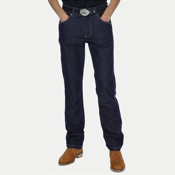 CALÇA WRANGLER JEANS ESCURO COM ELASTANO COUNTRY MASCULINO INFANTIL