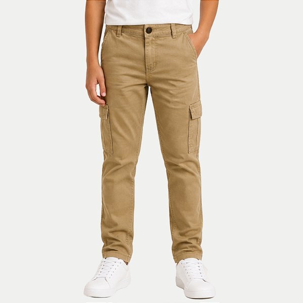 CALÇA NACIONAL JEANS BRIM COM ELASTANO CARGO CAQUE MASCULINO INFANTIL