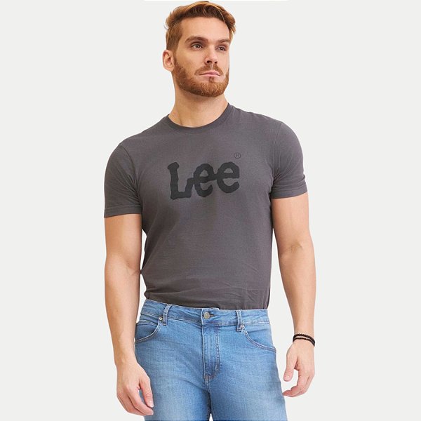 CAMISETA LEE MANGA CURTA COMFORT ALGODÃO SILKADA CINZA MASCULINO ADULTO