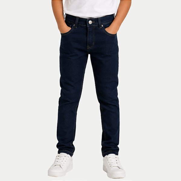 CALÇA NACIONAL JEANS JEANS ESCURO COM ELASTANO SLIM MASCULINO INFANTIL