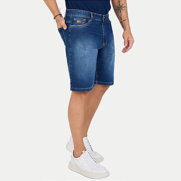 BERMUDA MAX DENIM JEANS MÉDIO COM ELASTANO COMFORT MASCULINO ADULTO