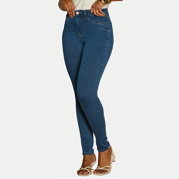 CALÇA LUNENDER JEANS MÉDIO COM ELASTANO SKINNY FEMININO ADULTO