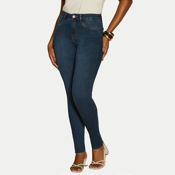 CALÇA LUNENDER JEANS MÉDIO COM ELASTANO SKINNY FEMININO ADULTO
