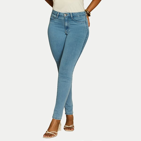 CALÇA LUNENDER JEANS CLARO COM ELASTANO SKINNY FEMININO ADULTO