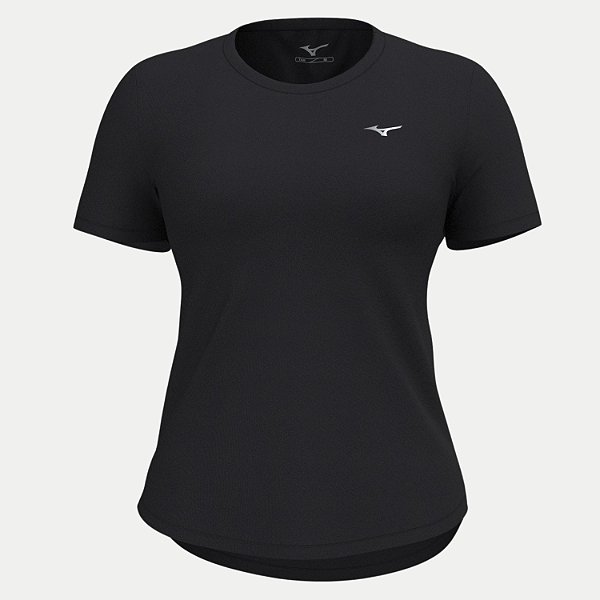BLUSA MIZUNO MANGA CURTA POLIESTER FITNESS PRETO FEMININO ADULTO