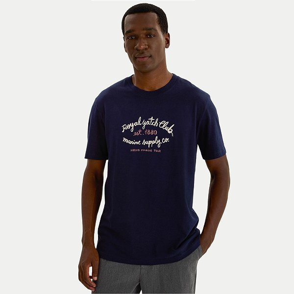 CAMISETA HERING MANGA CURTA COMFORT ALGODÃO SILKADA AZUL MARINHO MASCULINO ADULTO