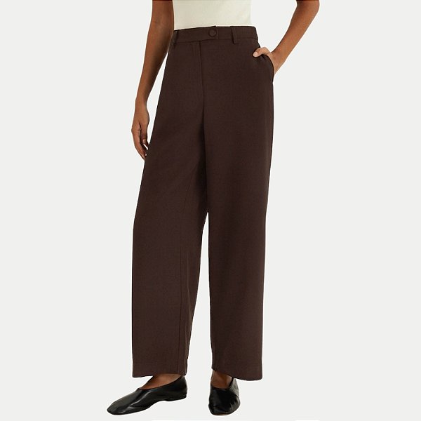 CALÇA HERING VISCOSE E POLIESTER ALFAIATARIA MARROM FEMININO ADUTLO