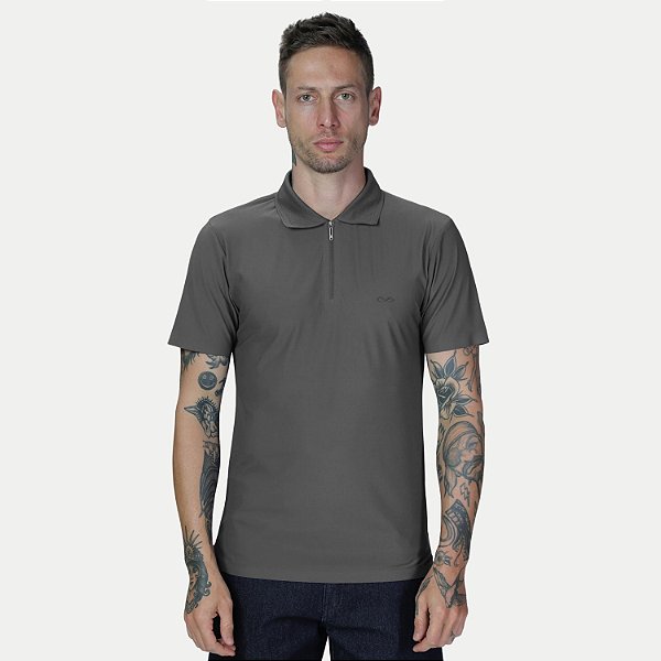 POLO VIDE BULA MANGA CURTA SLIM POLIAMIDA E ELASTANO CHUMBO MASCULINO ADULTO