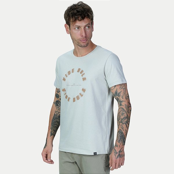 CAMISETA VIDE BULA MANGA CURTA SLIM ALGODÃO SILKADA AREIA MASCULINO ADULTO