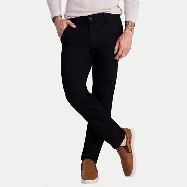 CALÇA MAX DENIM BRIM COM ELASTANO ESPORTE FINO PRETO MASCULINO ADULTO