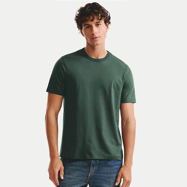 CAMISETA HERING MANGA CURTA COMFORT ALGODÃO LISA VERDE MASCULINO ADULTO