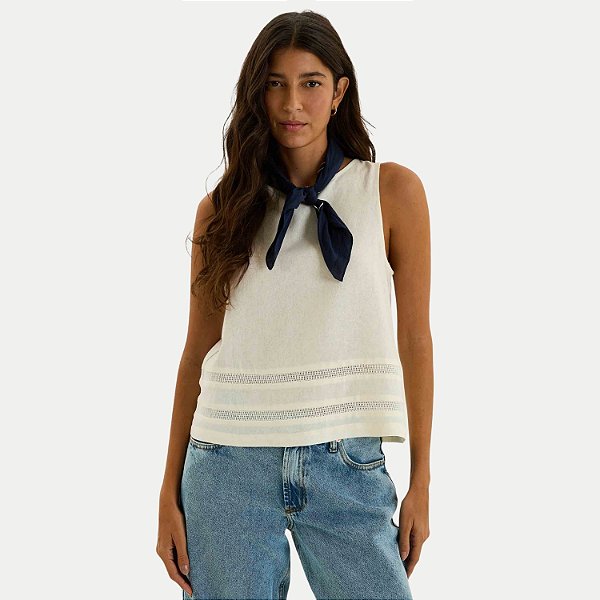 BLUSA HERING REGATA VISCOSE E LINHO OFFWHITE FEMININO ADULTO