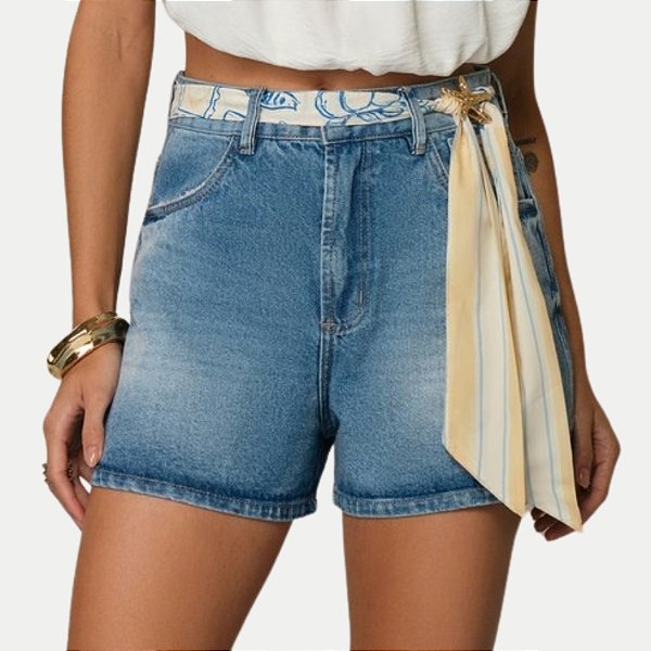 SHORT OGNUS JEANS CLARO BRUTO BASIC FEMININO ADULTO
