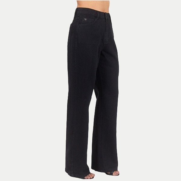 CALÇA SHOT JEANS BRUTO WIDE LEG PRETO FEMININO ADULTO