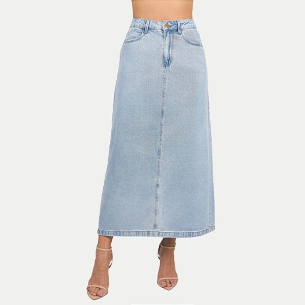 SAIA SHOT JEANS CLARO BRUTO LONGA FEMININO ADULTO