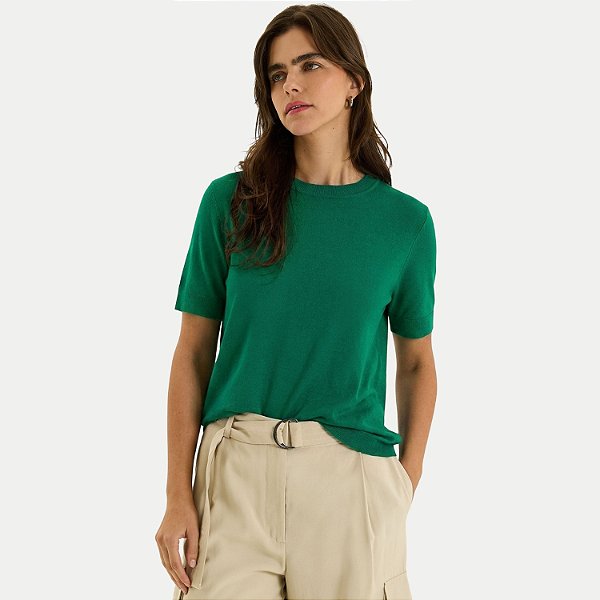 BLUSA HERING MANGA CURTA VISCOSE E POLIAMIDA VERDE FEMININO ADULTO