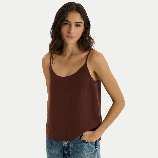 BLUSA HERING REGATA VISCOSE MARROM FEMININO ADULTO