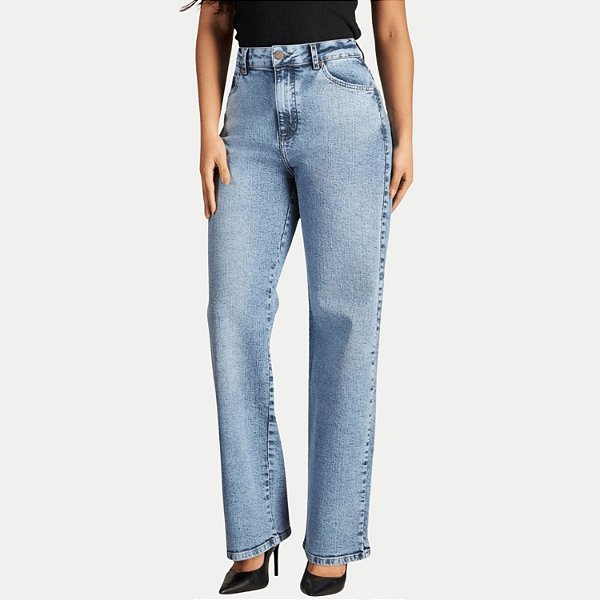 CALÇA LEE JEANS CLARO COM ELASTANO WIDE LEG FEMININO ADULTO