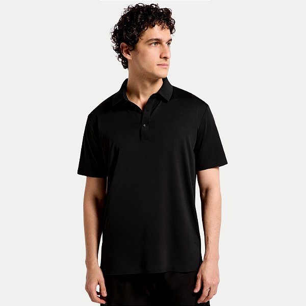 POLO HERING MANGA CURTA COMFORT POLIESTER E ELASTANO PRETO MASCULINO ADULTO