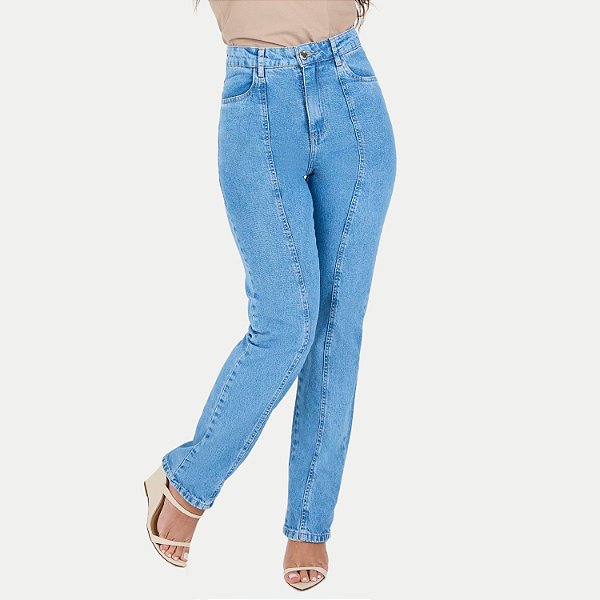 CALÇA MAX DENIM JEANS CLARO BRUTO COMFORT FEMININO ADULTO