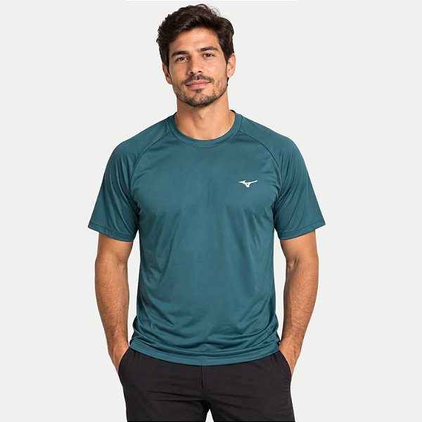 CAMISETA MIZUNO MANGA CURTA  POLIESTER UV50+  PETROLEO MASCULINO ADULTO