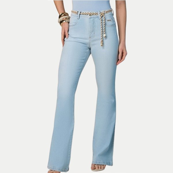 CALÇA OGNUS JEANS CLARO COM ELASTANO FLARE FEMININO ADULTO