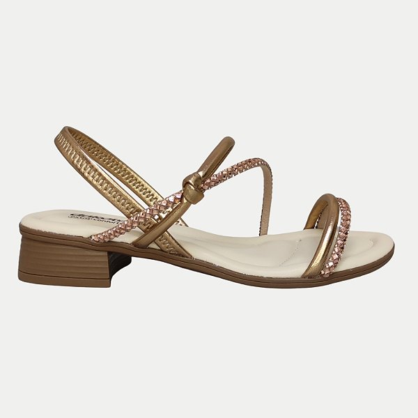 SANDALIA DAKOTA SALTO BAIXO ACTIVE DOURADO FEMININO ADULTO