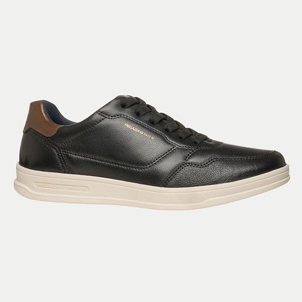 TÊNIS PEGADA CASUAL COM CADARÇO COURO PRETO MASCULINO ADULTO