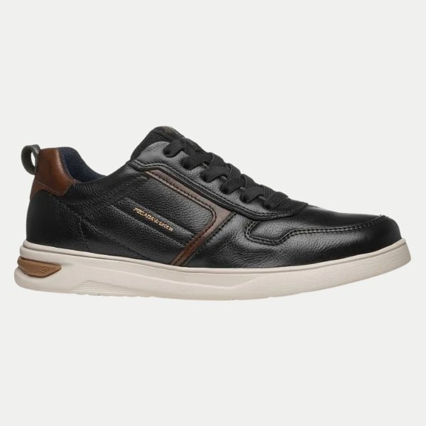 TÊNIS PEGADA CASUAL COM CADARÇO COURO PRETO MASCULINO ADULTO