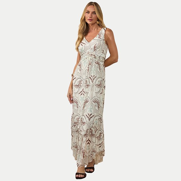 VESTIDO DOCE TRAMA REGATA TULE ESTAMPADO OFFWHITE FEMININO ADULTO