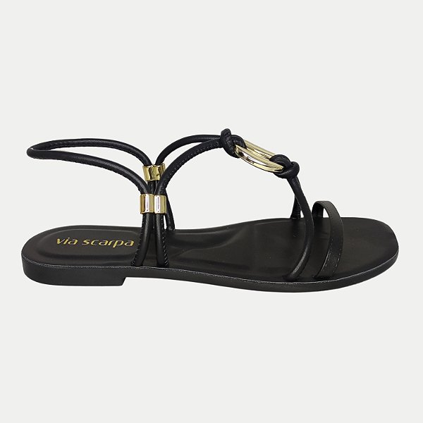 SANDALIA VIA SCARPA RASTEIRA PRETO FEMININO ADULTO