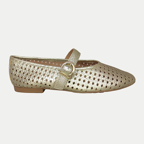 SAPATILHA BOTTERO BICO REDONDO COURO DOURADO FEMININO ADULTO