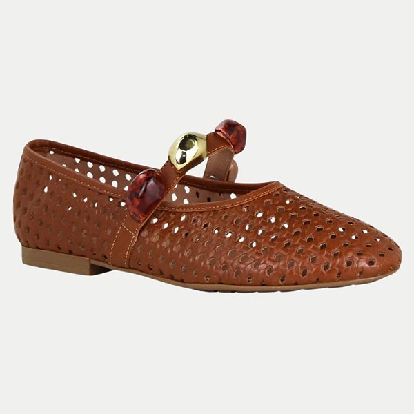 SAPATILHA BOTTERO BICO REDONDO COURO CARAMELO FEMININO ADULTO